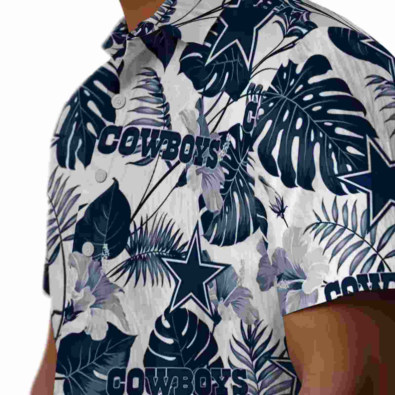 dallas cowboys tropical plants blue white hawaiian shirt trendy