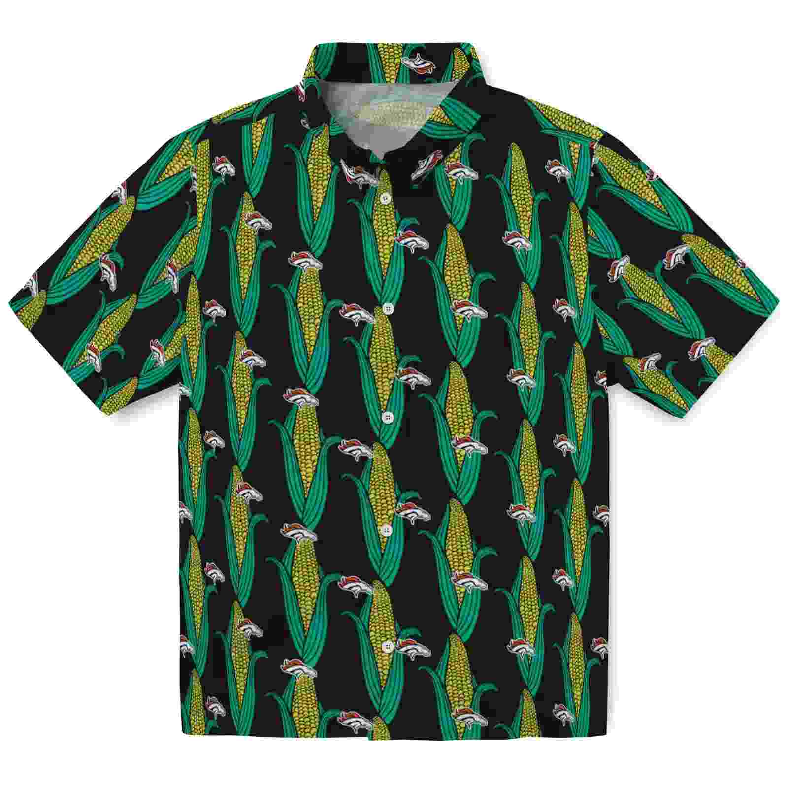 Denver Broncos Corn Motifs Black Green Hawaiian Shirt