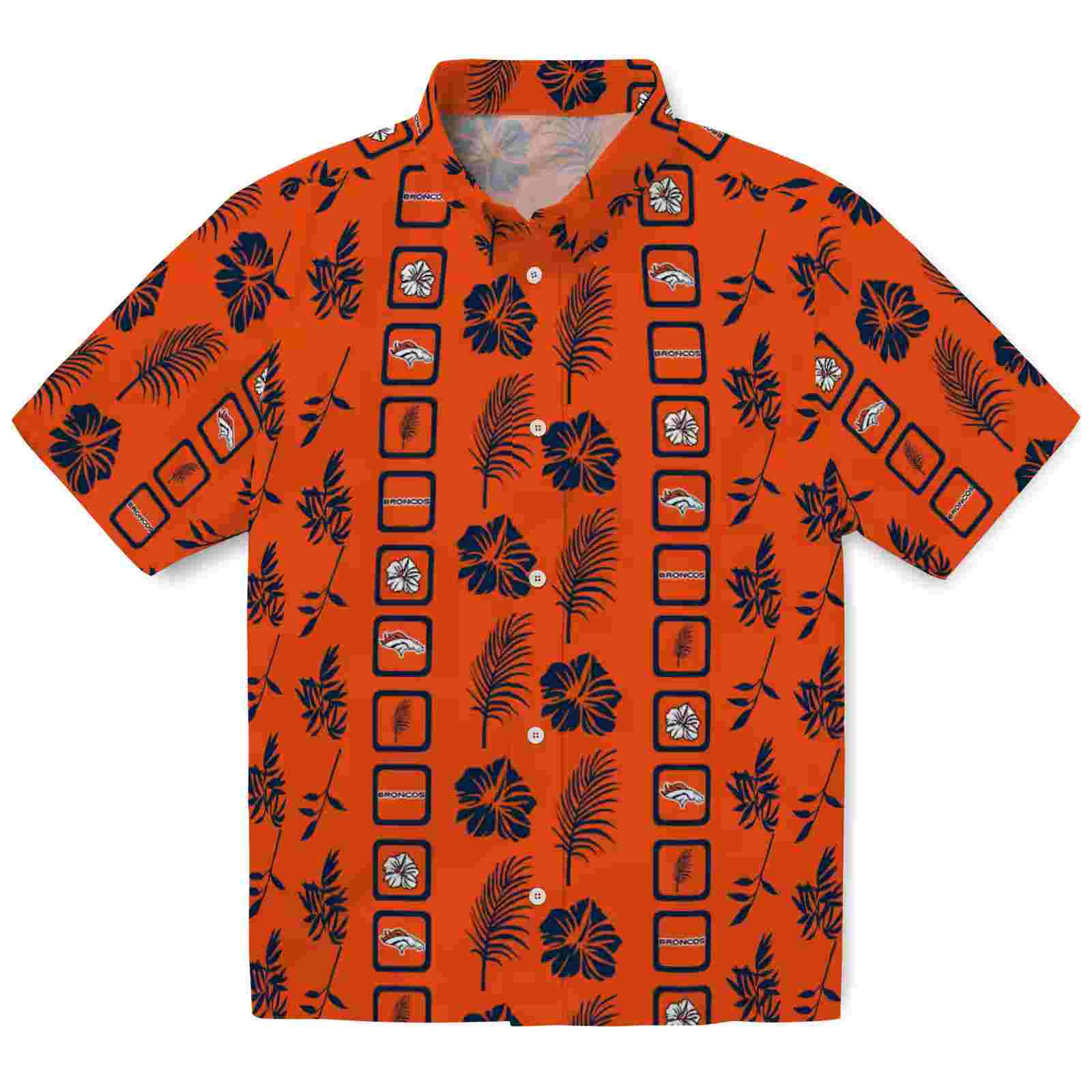 denver broncos framed floral orange hawaiian shirt best selling