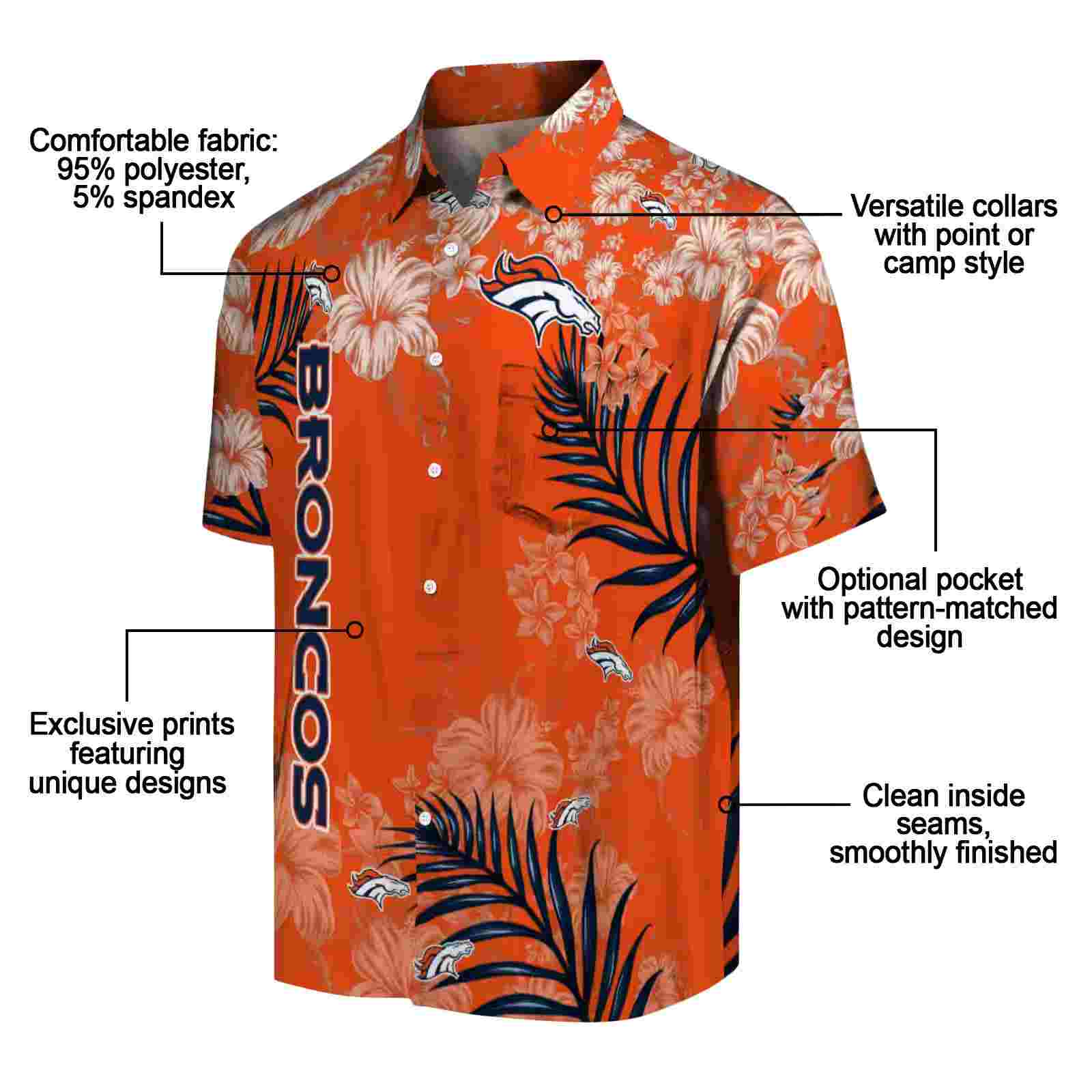 denver broncos hibiscus print orange hawaiian shirt new arrival