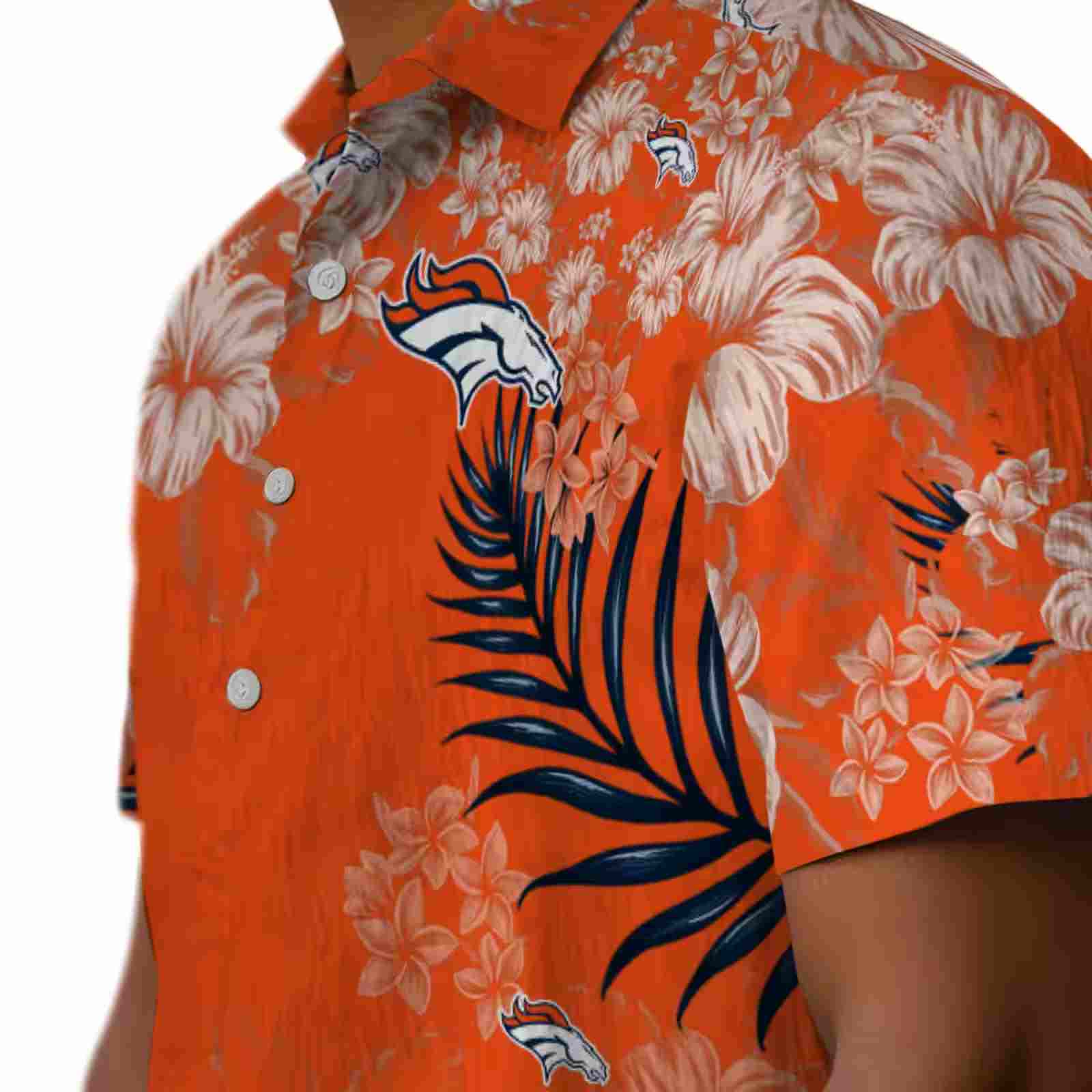 denver broncos hibiscus print orange hawaiian shirt trendy