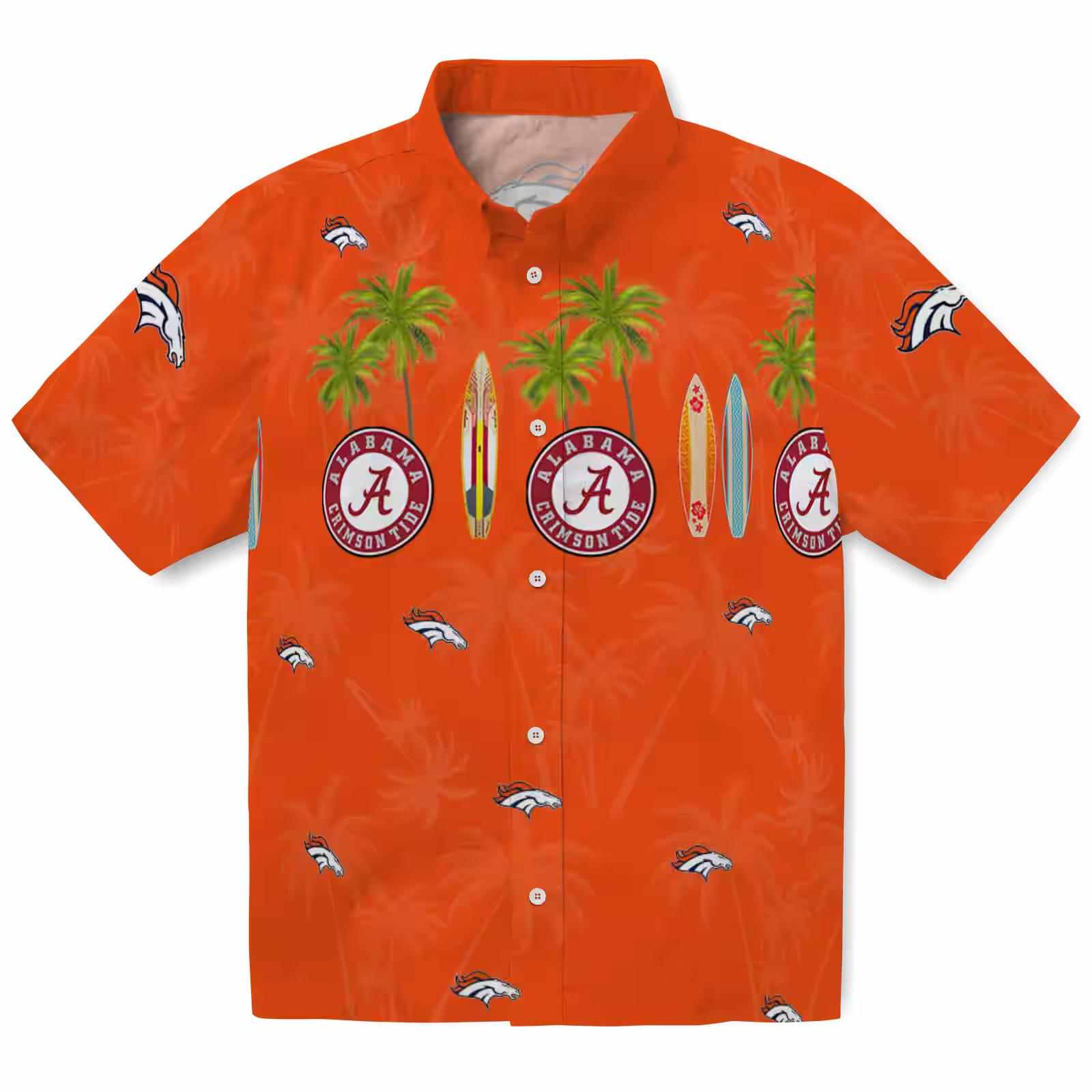 denver broncos surfboard palm orange hawaiian shirt best selling