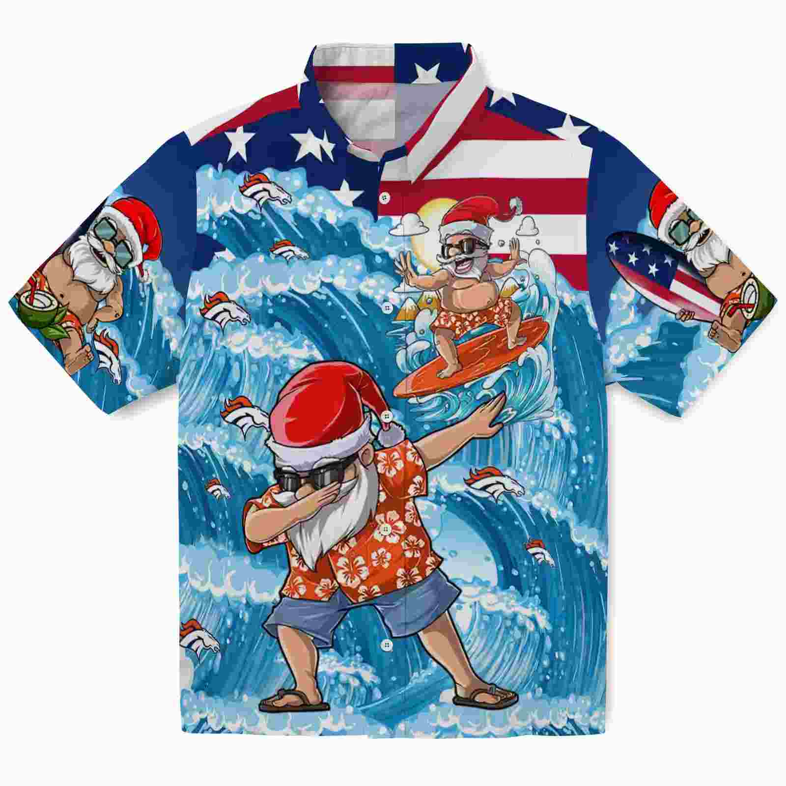 denver broncos surfing santa blue hawaiian shirt best selling