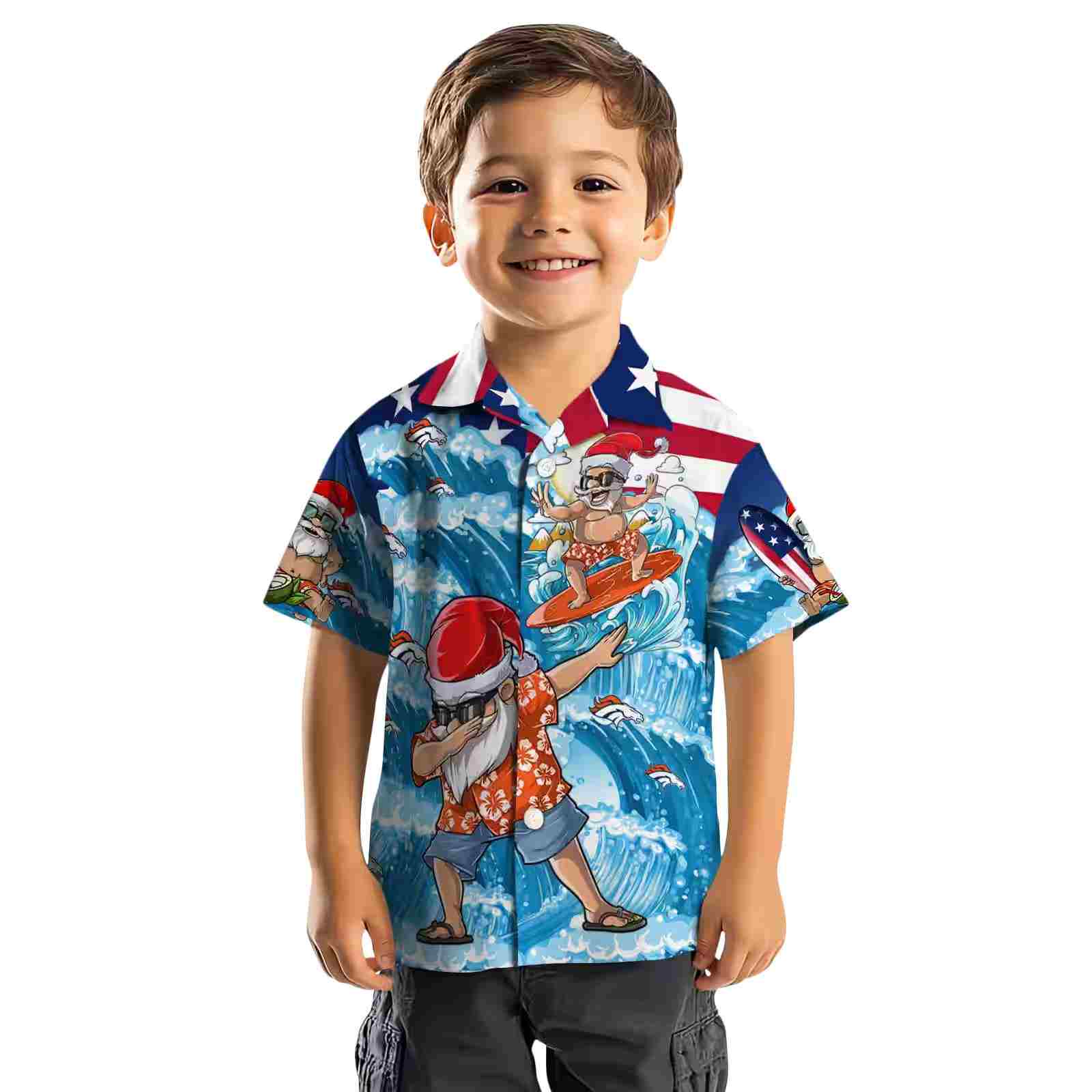 denver broncos surfing santa blue hawaiian shirt top rated