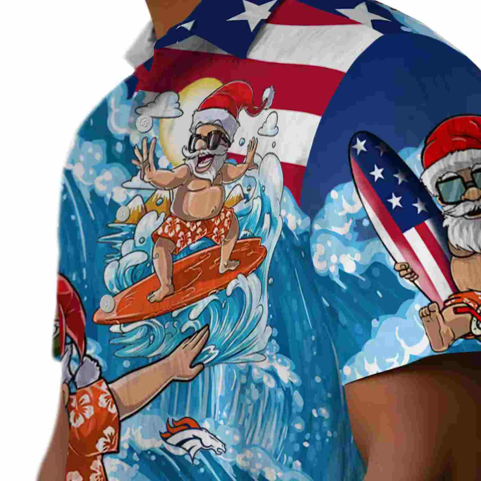 denver broncos surfing santa blue hawaiian shirt trendy