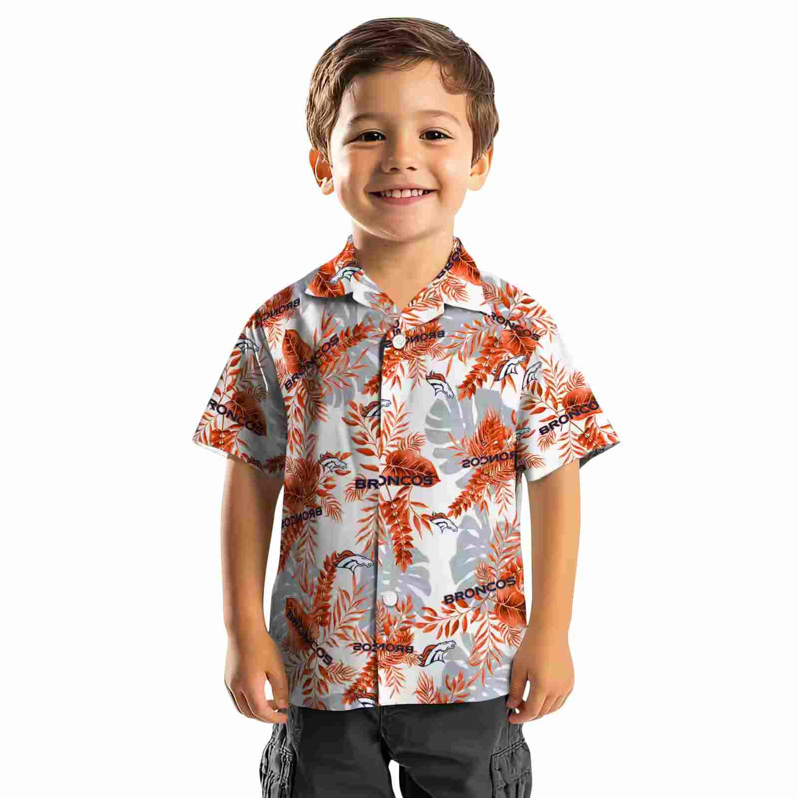 denver broncos tropical leaves orange white hawaiian shirt top rated