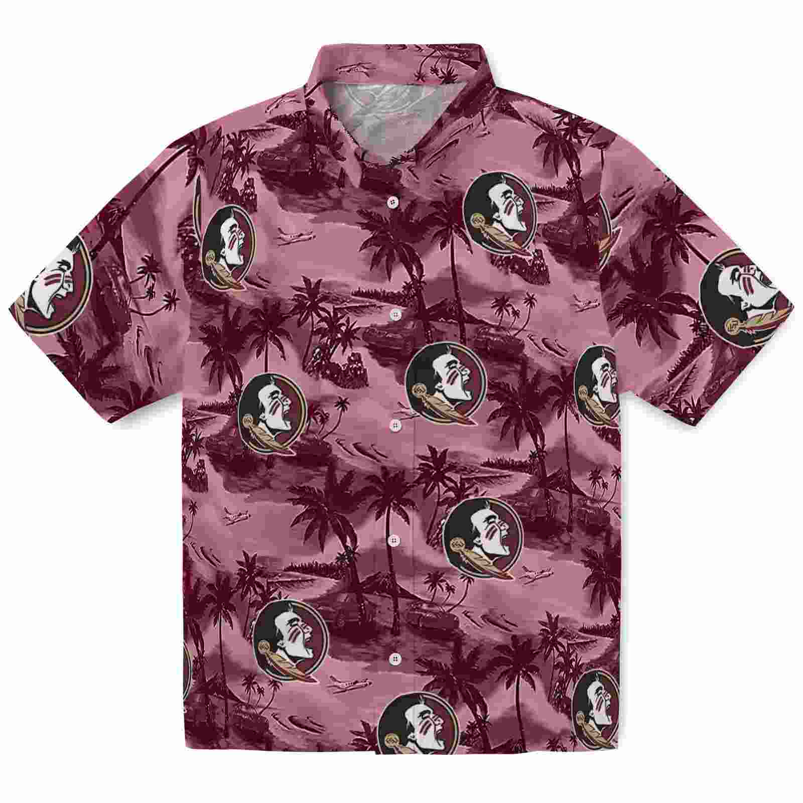 Florida State Seminoles Coastal Palms Garnet Hawaiian Shirt