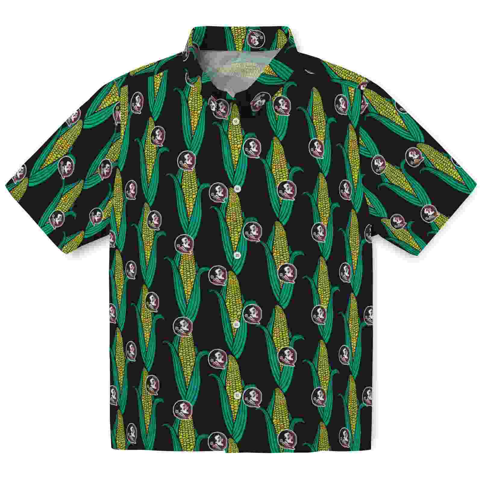 Florida State Seminoles Corn Motifs Black Green Hawaiian Shirt