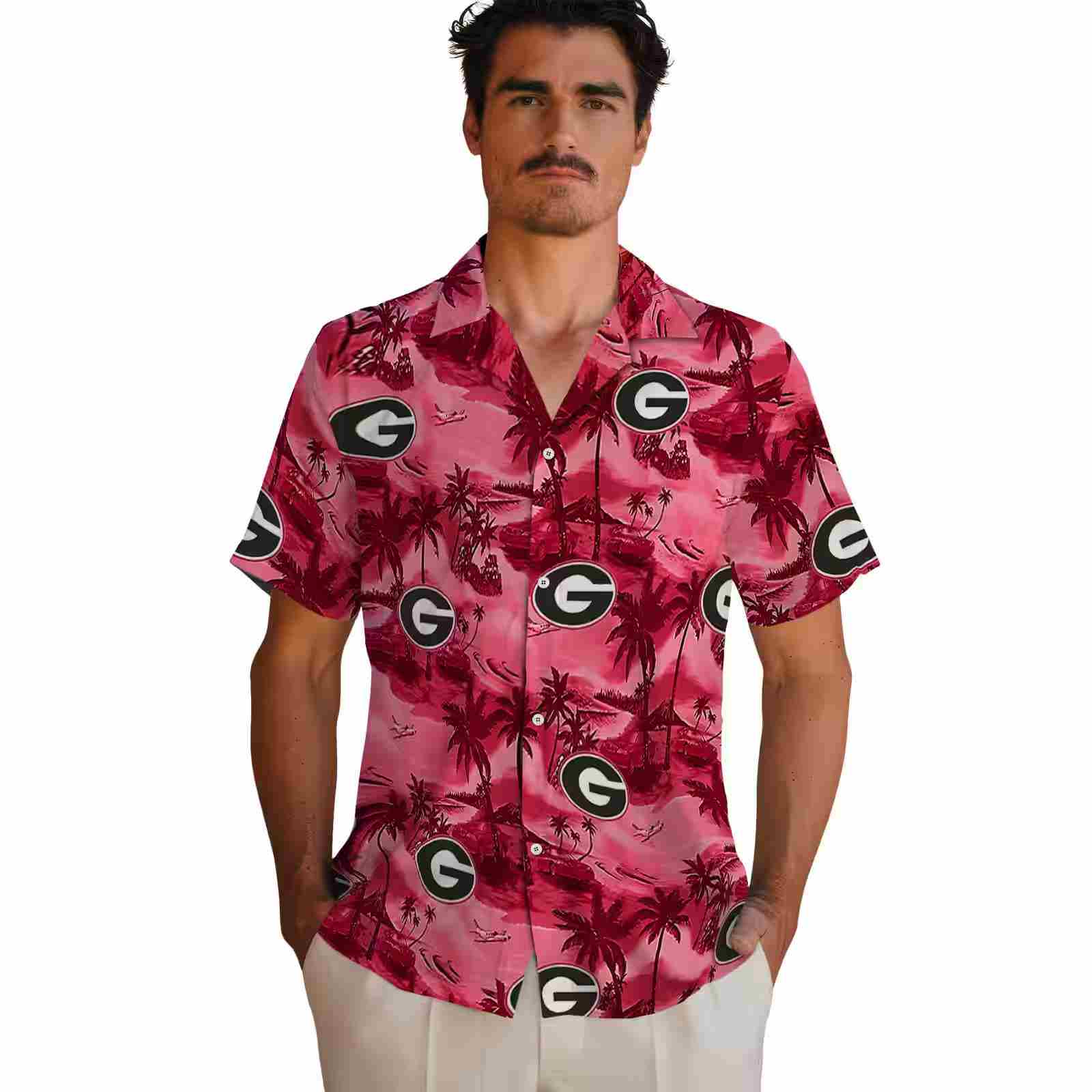 georgia bulldogs coastal palms red hawaiian shirt fashion forward