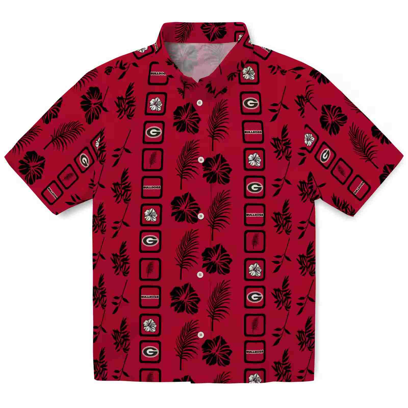 Georgia Bulldogs Framed Floral Red Hawaiian Shirt