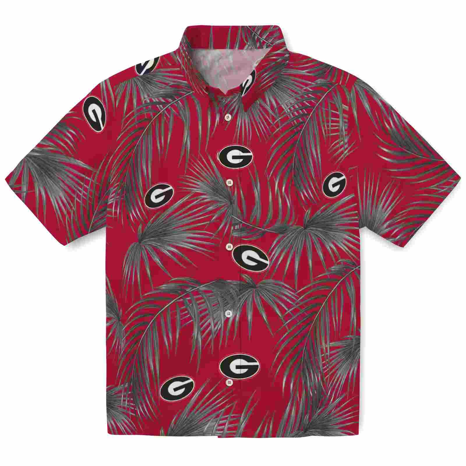 Georgia Bulldogs Leafy Palms Red Hawaiian Shirt