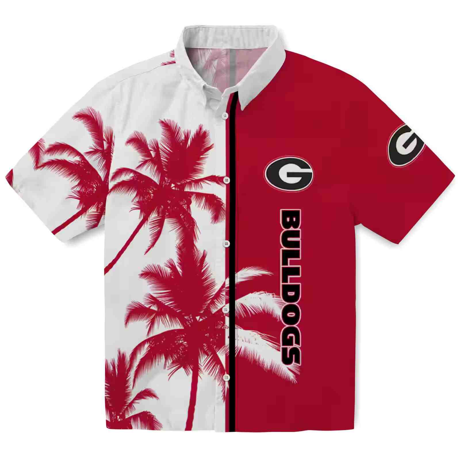 Georgia Bulldogs Palm Trees Red White Hawaiian Shirt