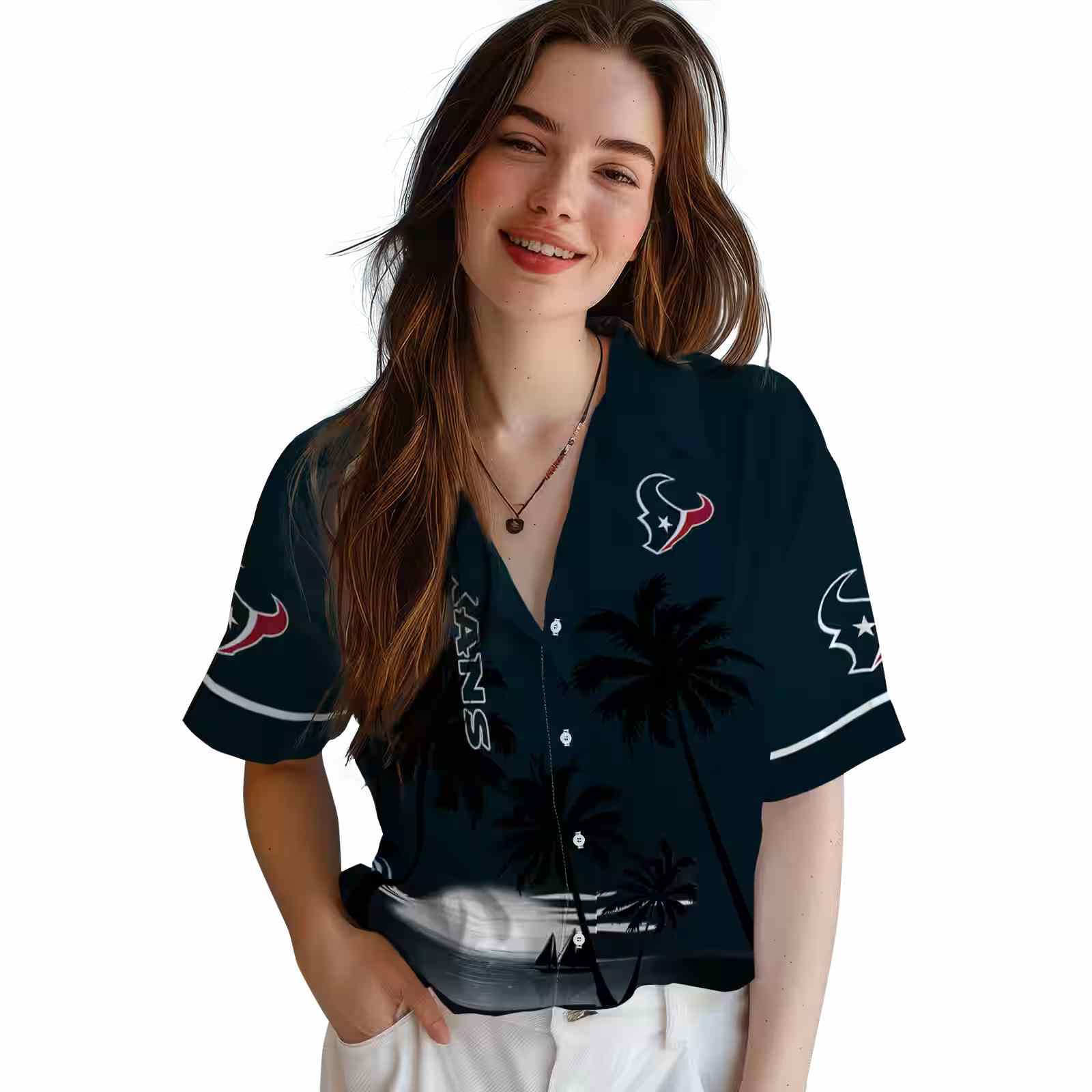 houston texans beach sunset blue black hawaiian shirt latest model