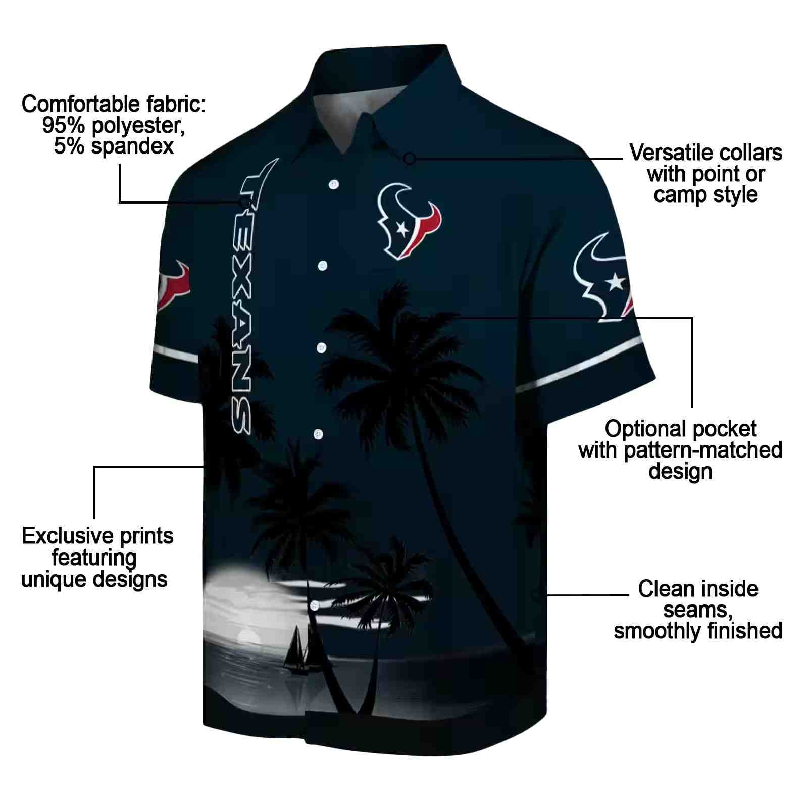 houston texans beach sunset blue black hawaiian shirt new arrival