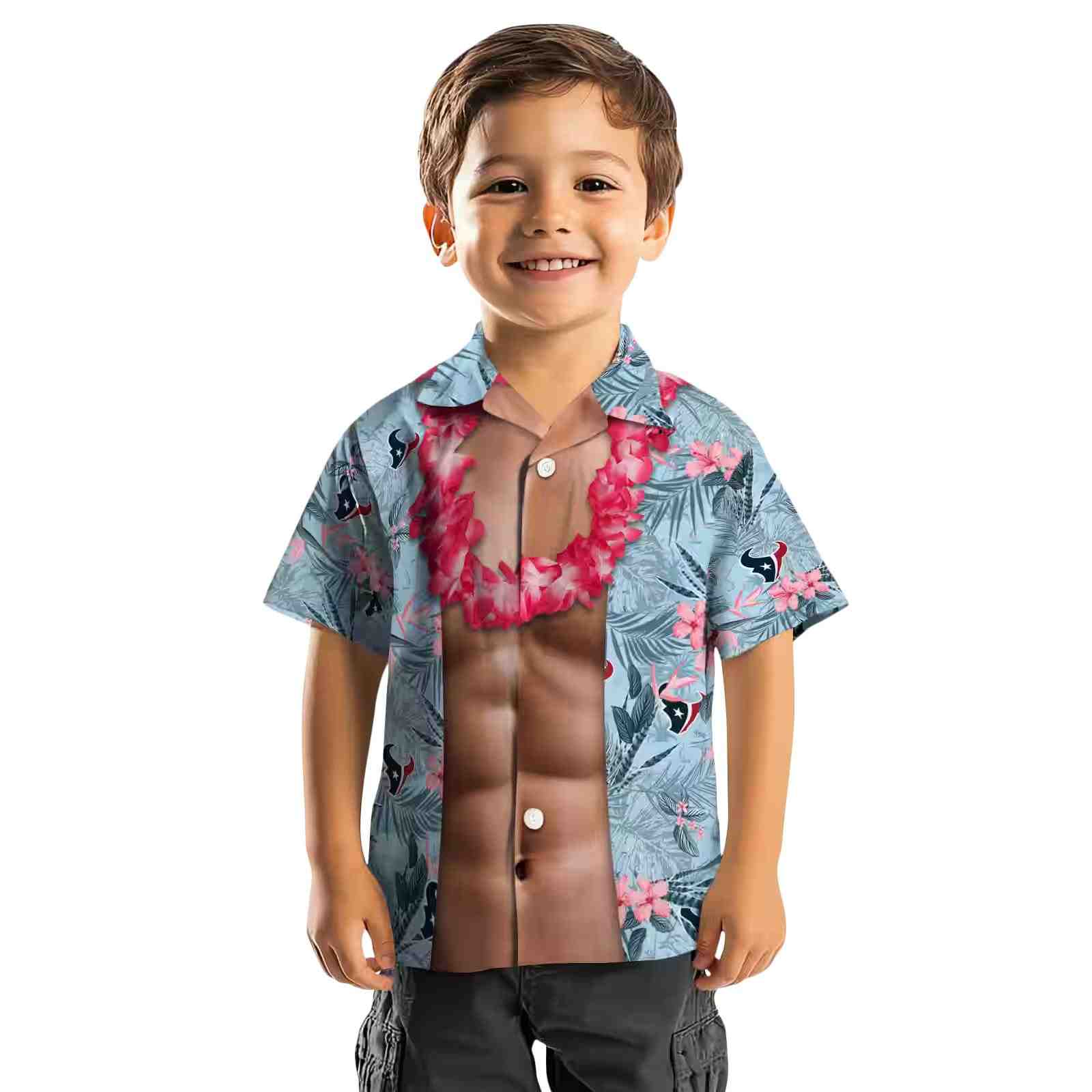 houston texans chest illusion blue hawaiian shirt top rated