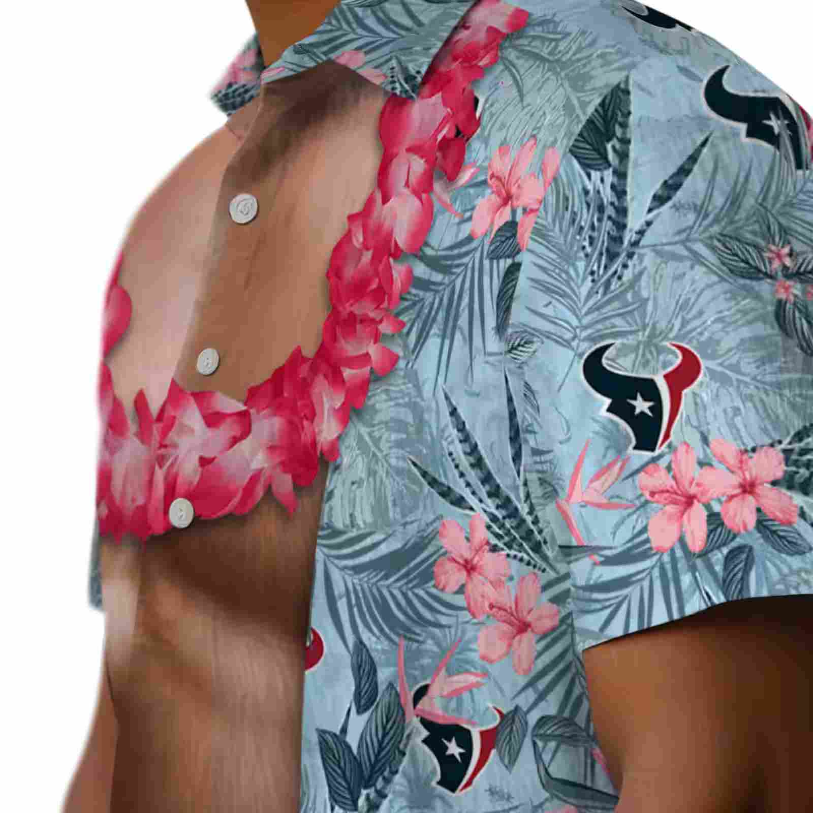 houston texans chest illusion blue hawaiian shirt trendy