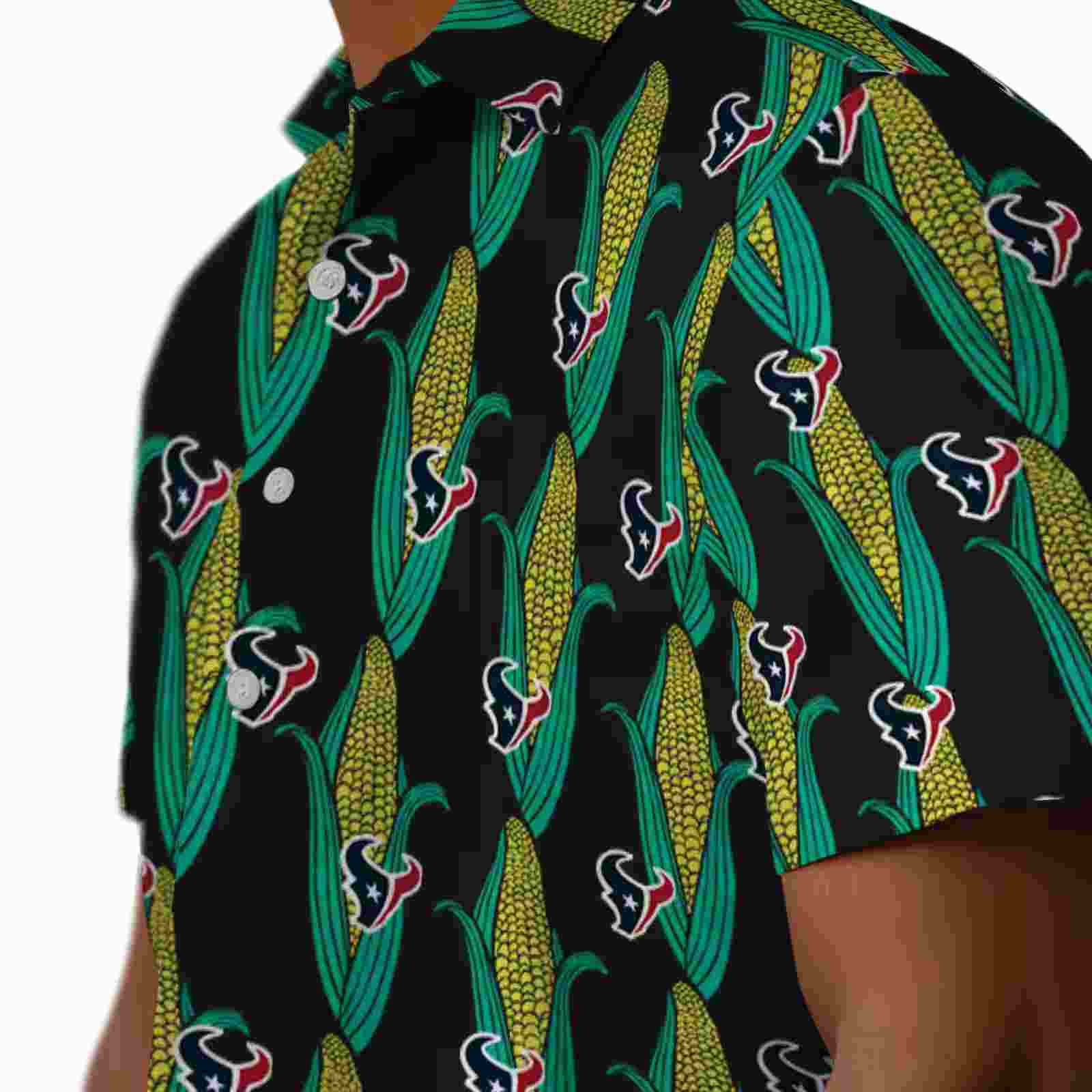 houston texans corn motifs black green hawaiian shirt trendy