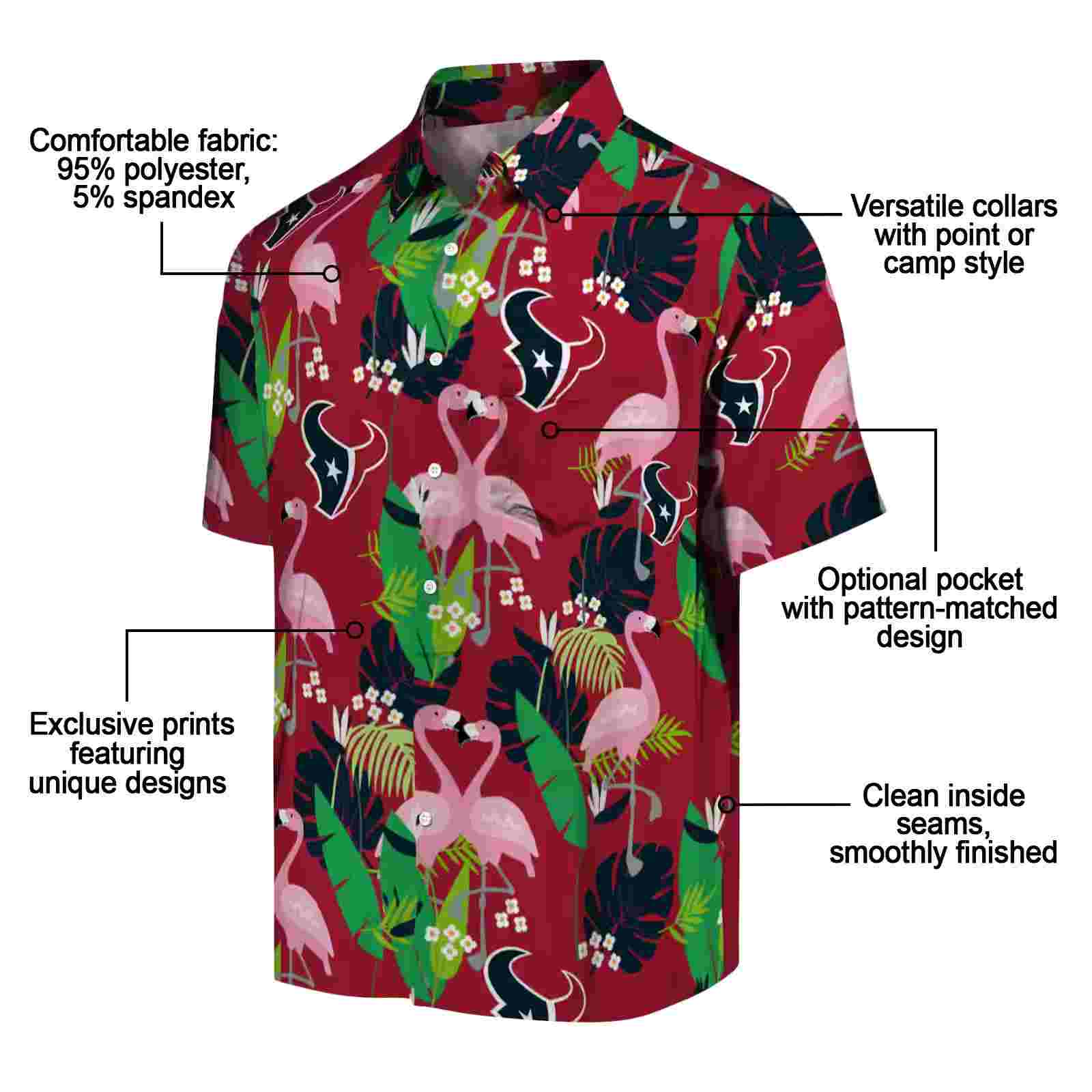 houston texans flamingo foliage blue green hawaiian shirt new arrival