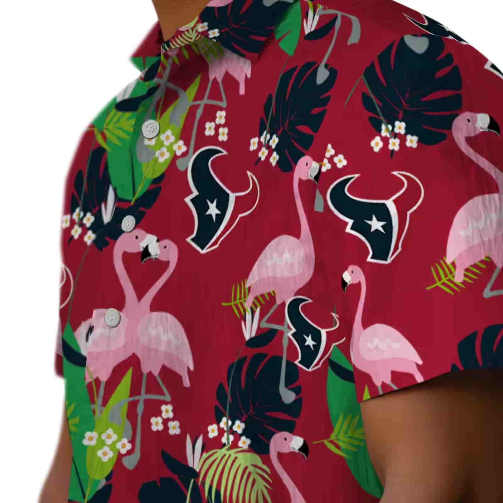 houston texans flamingo foliage blue green hawaiian shirt trendy