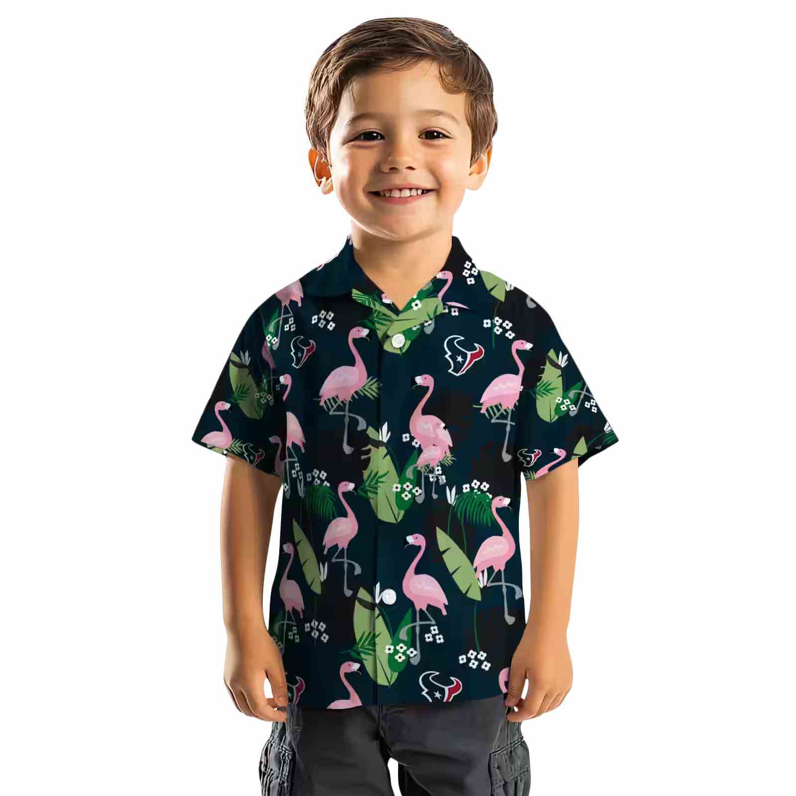 houston texans flamingo leaf motif blue hawaiian shirt top rated