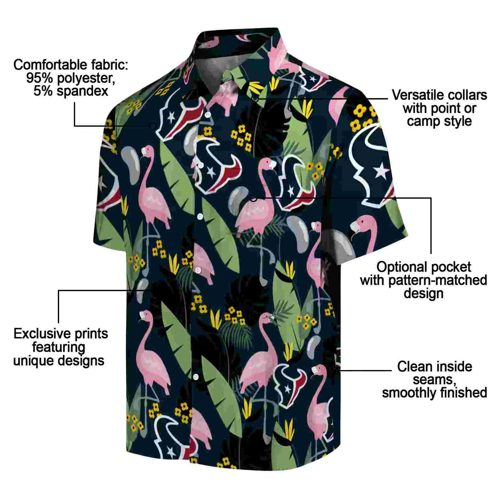 houston texans flamingo leaves blue hawaiian shirt new arrival