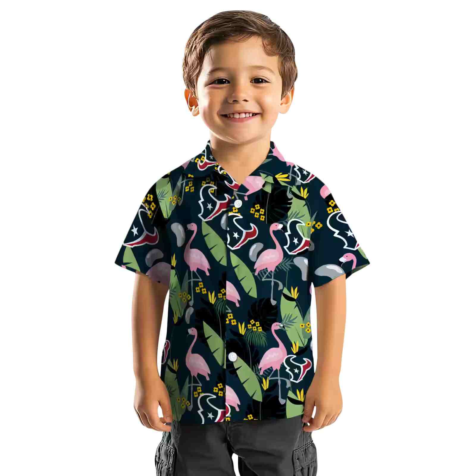 houston texans flamingo leaves blue hawaiian shirt top rated