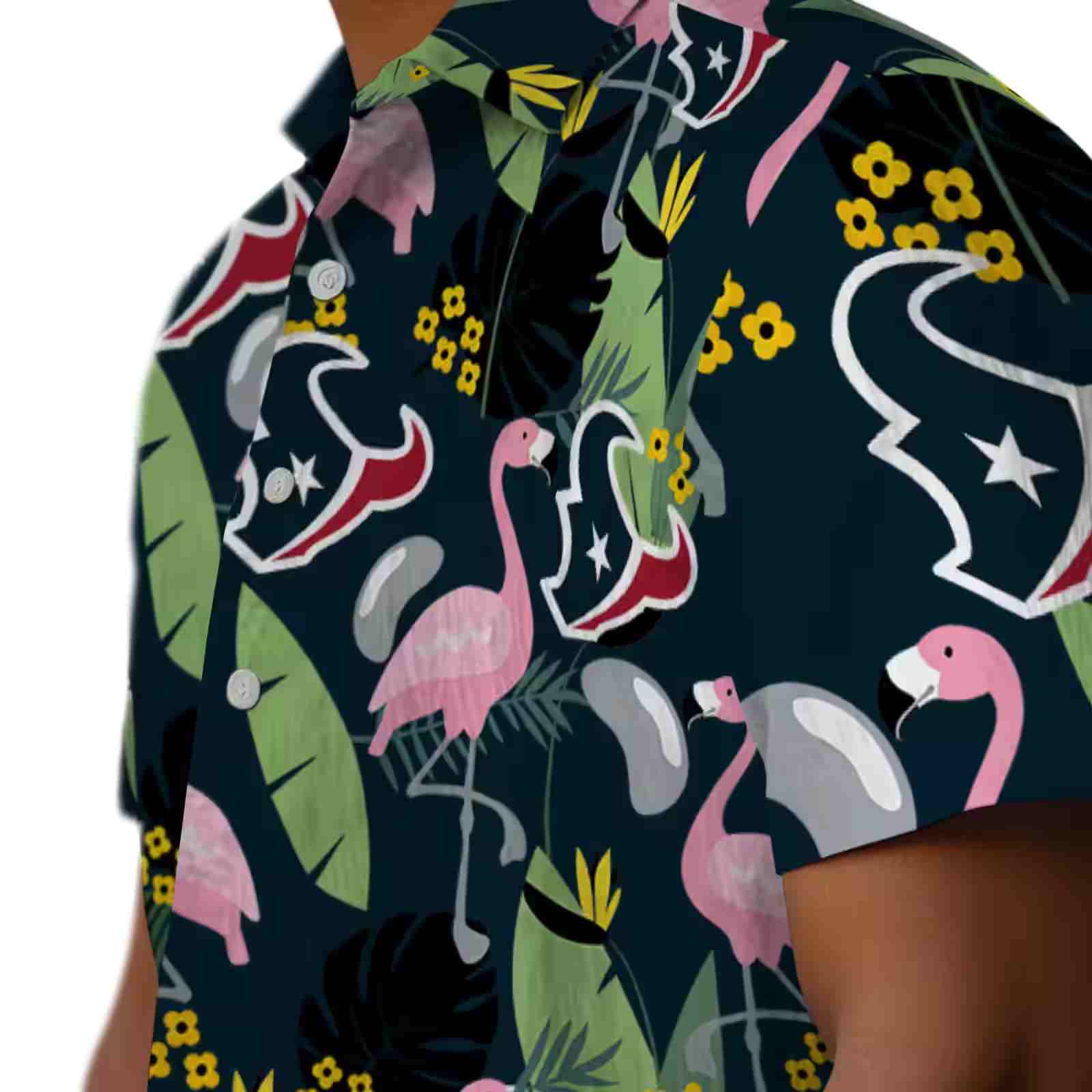 houston texans flamingo leaves blue hawaiian shirt trendy