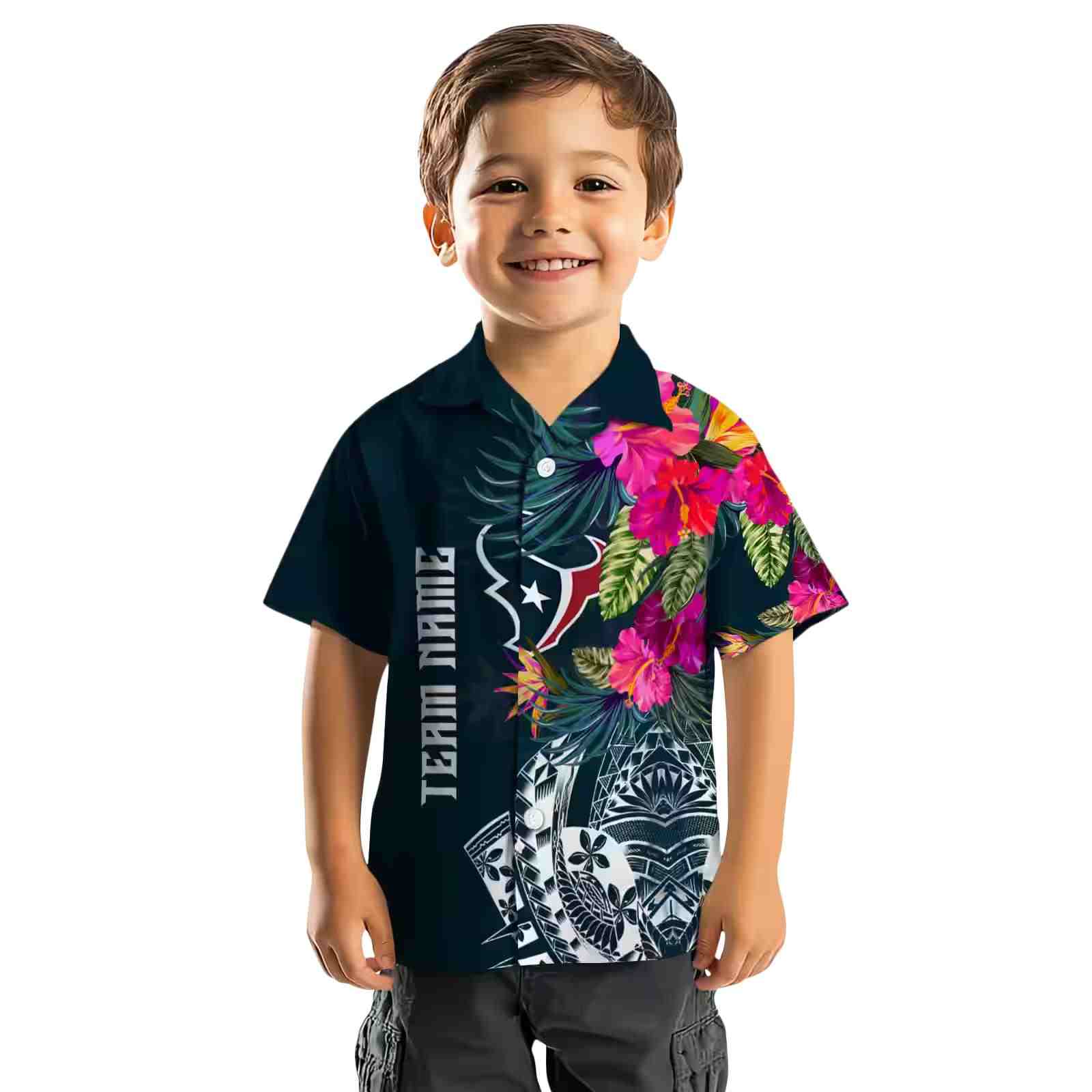 houston texans floral polynesian blue hawaiian shirt top rated