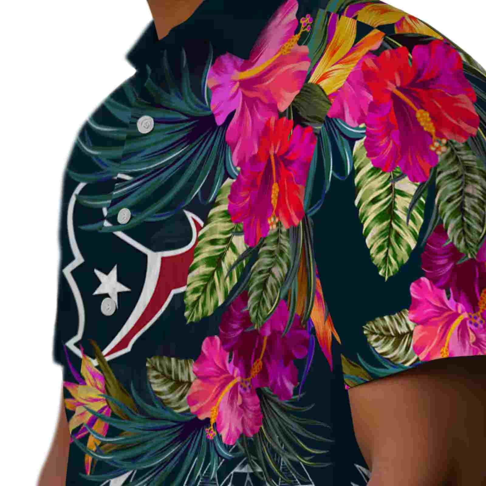 houston texans floral polynesian blue hawaiian shirt trendy