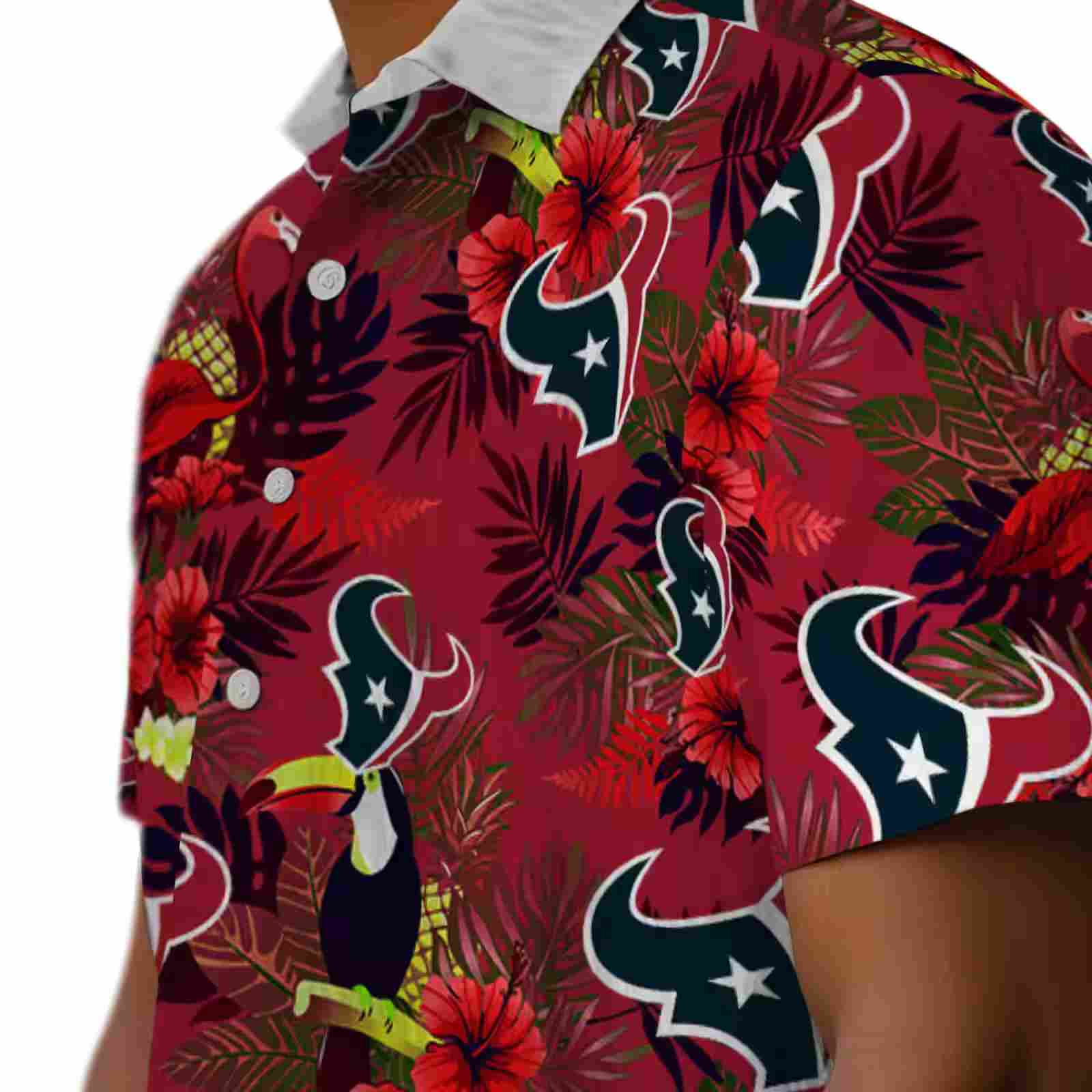 houston texans floral toucan blue red hawaiian shirt trendy