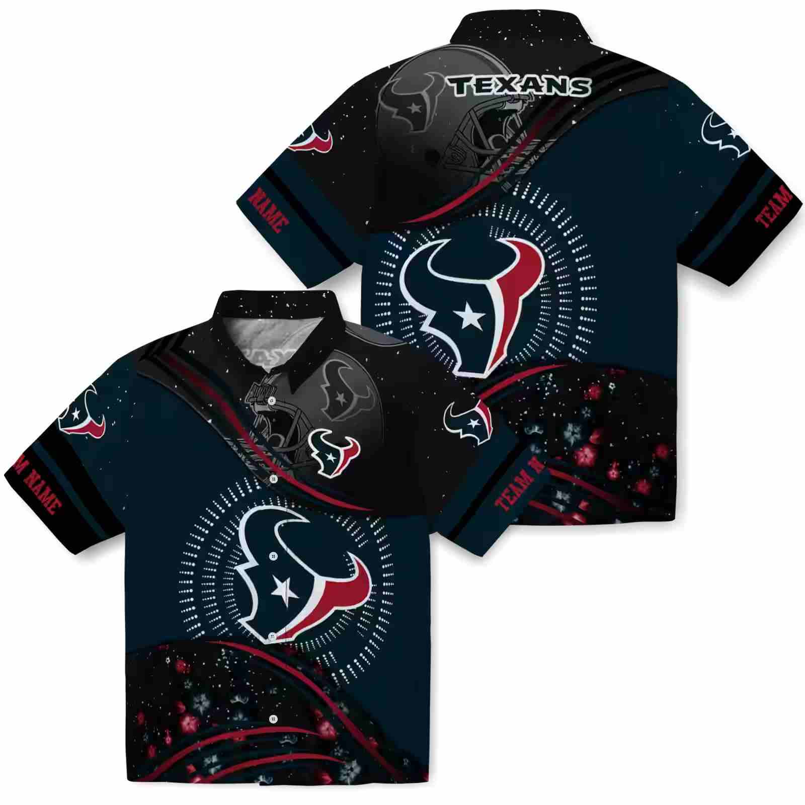 houston texans football wave blue black hawaiian shirt high quality