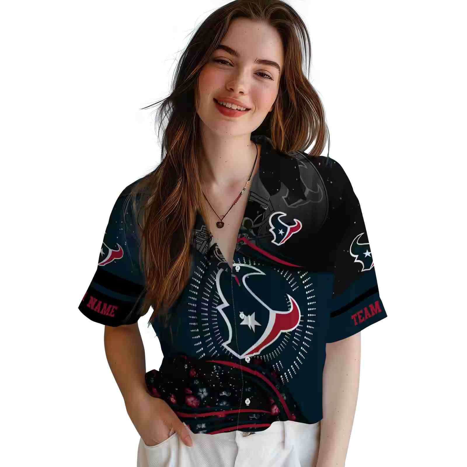 houston texans football wave blue black hawaiian shirt latest model