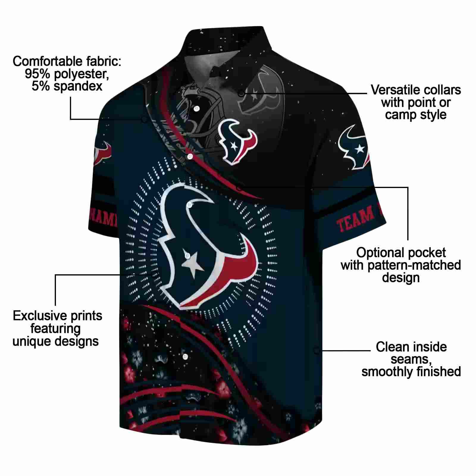 houston texans football wave blue black hawaiian shirt new arrival