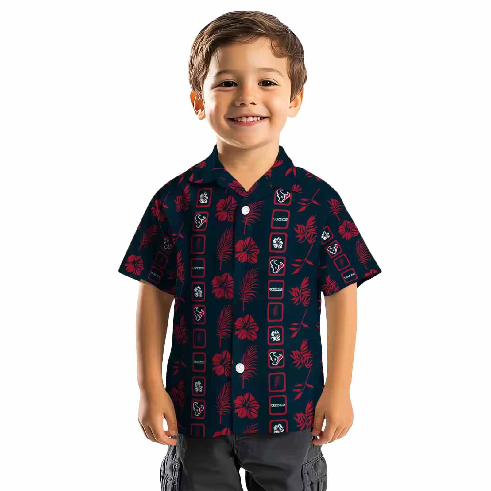 houston texans framed floral blue hawaiian shirt top rated