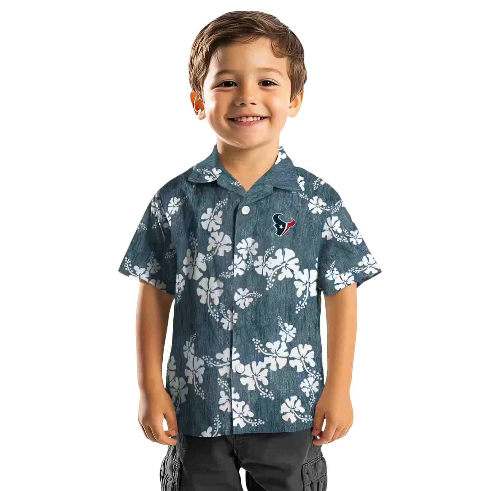 houston texans hibiscus clusters blue hawaiian shirt top rated