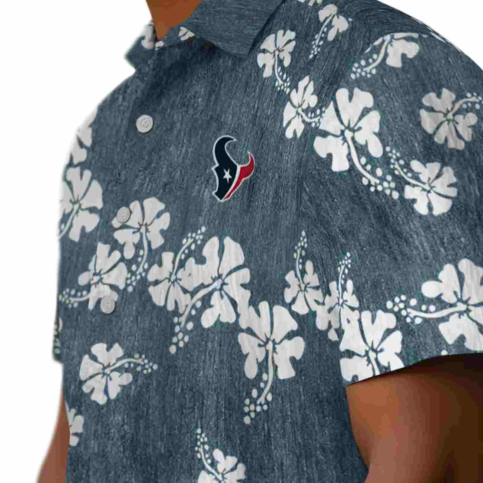 houston texans hibiscus clusters blue hawaiian shirt trendy