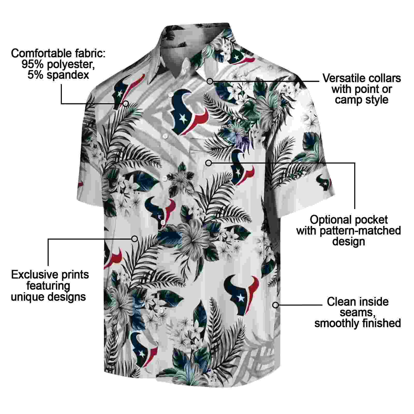 houston texans hibiscus palm leaves blue white hawaiian shirt new arrival