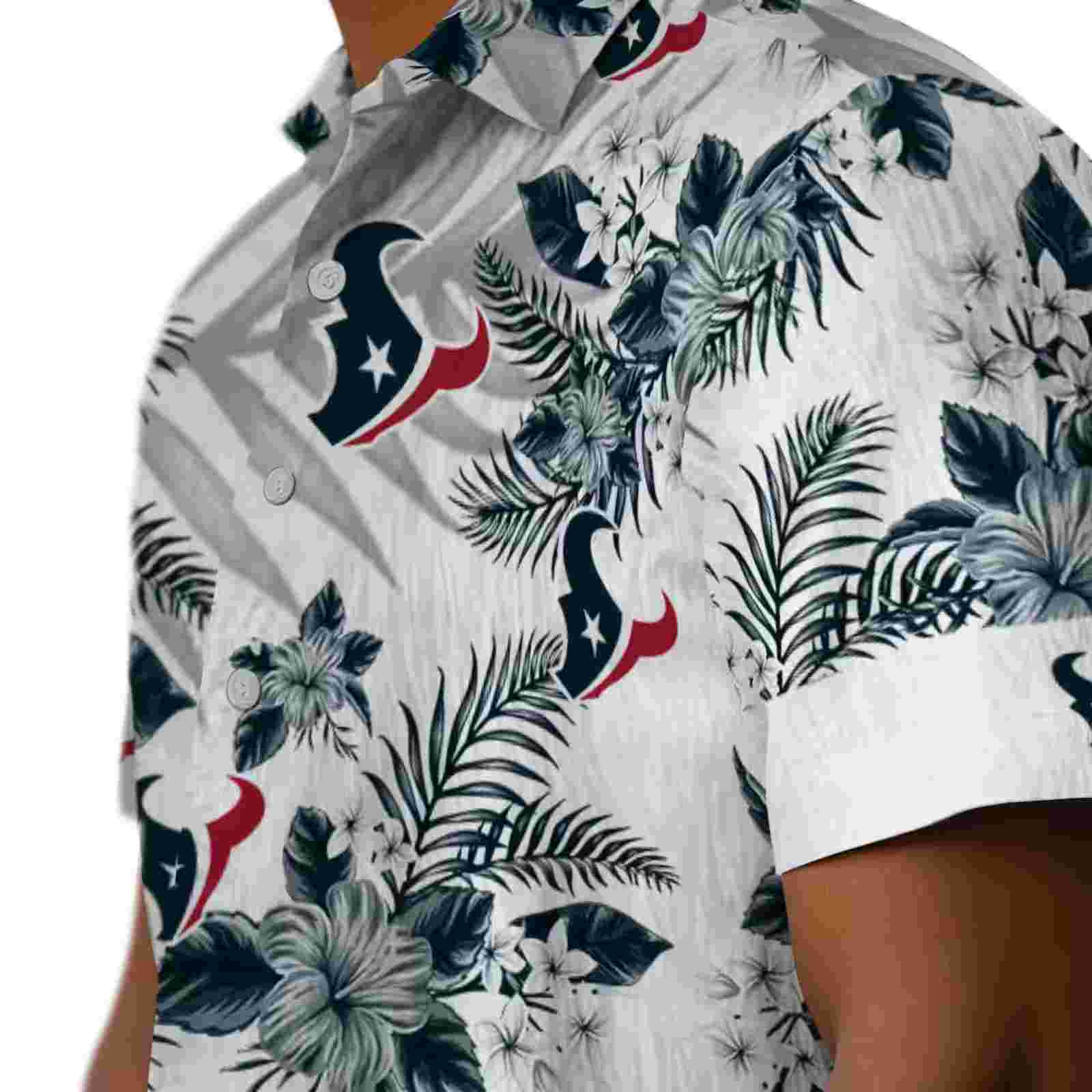 houston texans hibiscus palm leaves blue white hawaiian shirt trendy