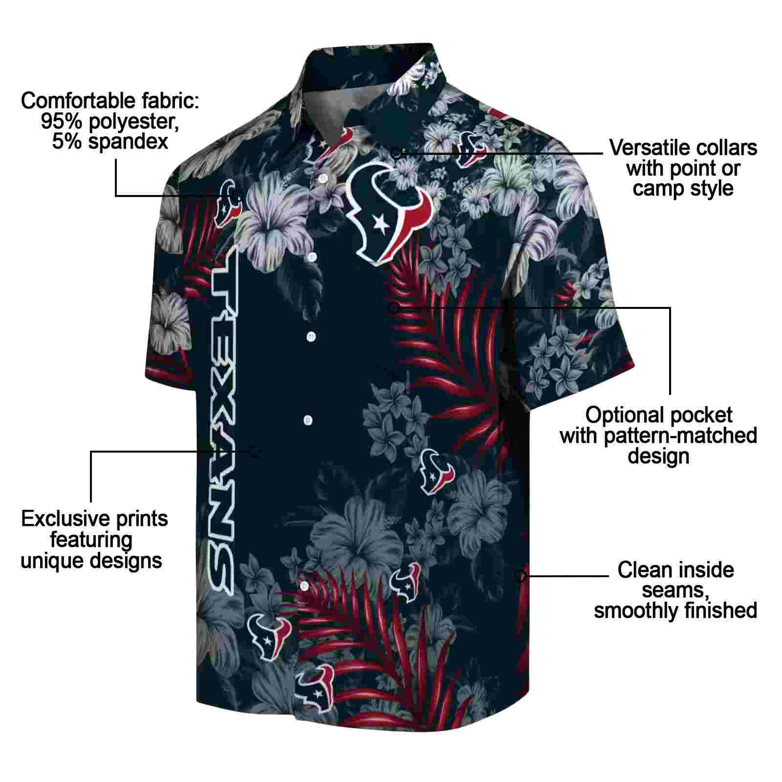 houston texans hibiscus print blue hawaiian shirt new arrival