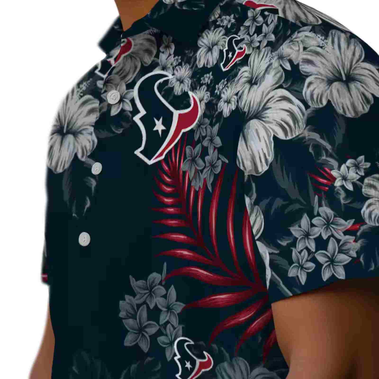 houston texans hibiscus print blue hawaiian shirt trendy