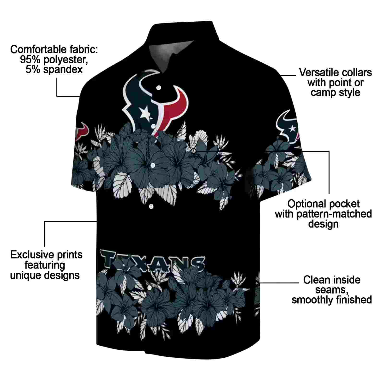 houston texans hibiscus stripe blue black hawaiian shirt new arrival