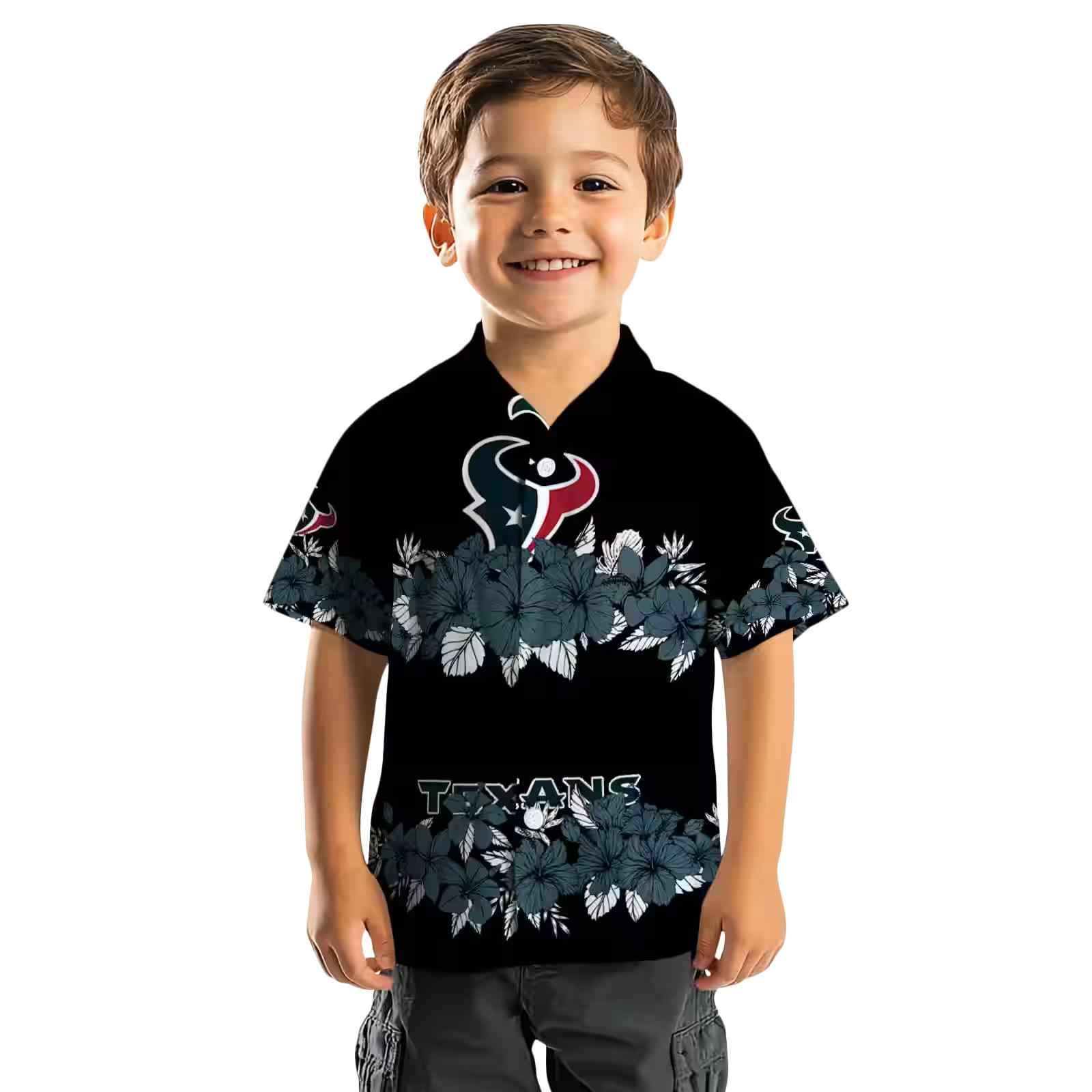 houston texans hibiscus stripe blue black hawaiian shirt top rated