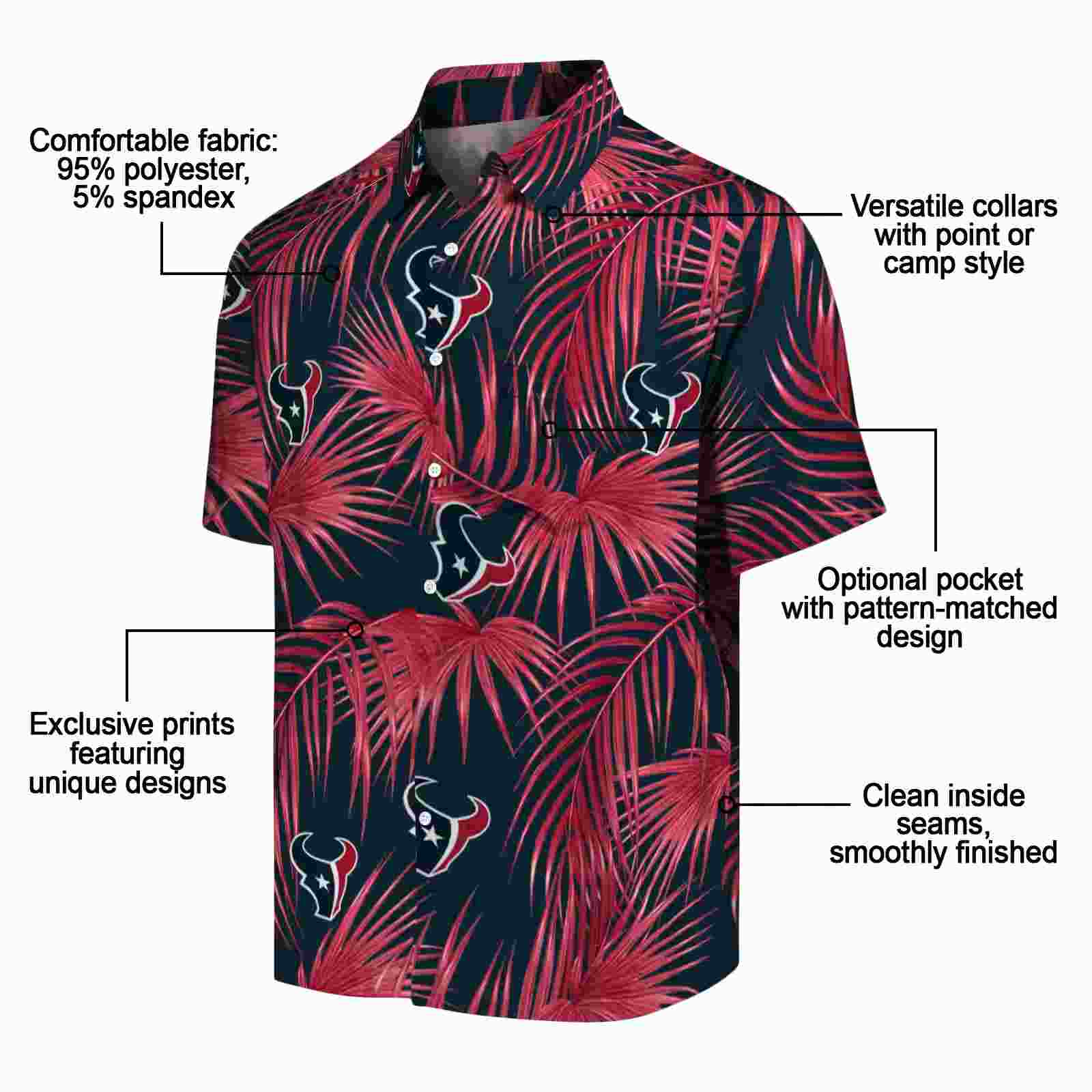 houston texans leafy palms blue hawaiian shirt new arrival