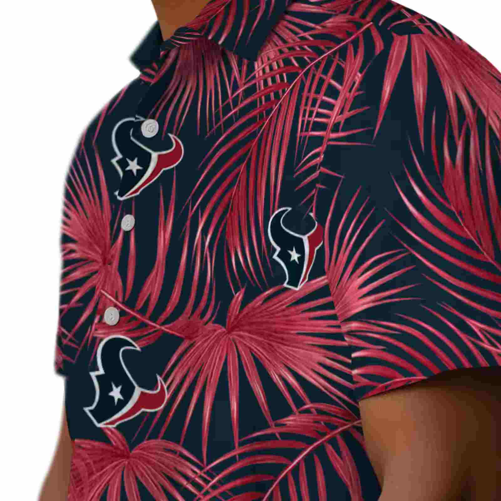 houston texans leafy palms blue hawaiian shirt trendy