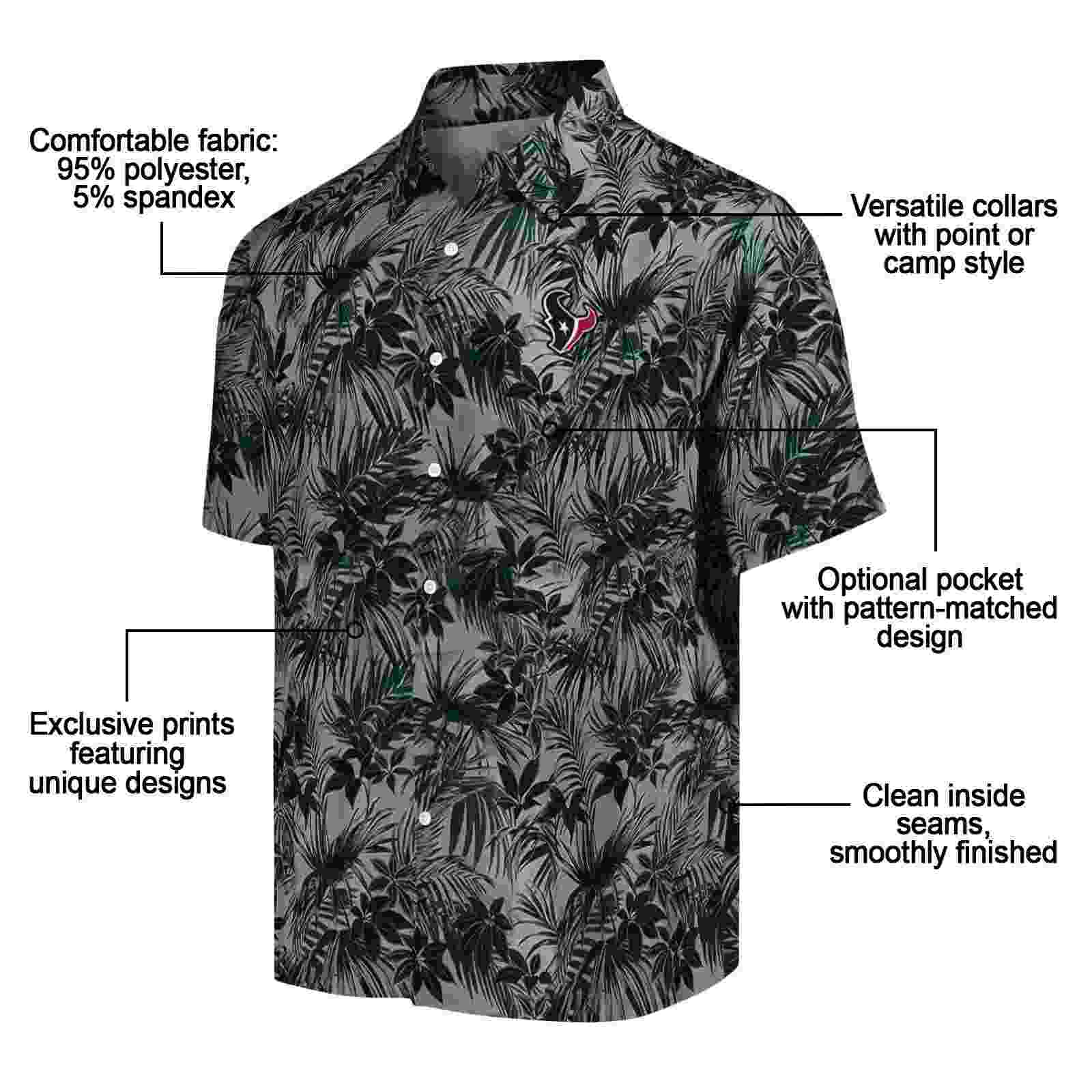 houston texans leafy pattern blue hawaiian shirt new arrival