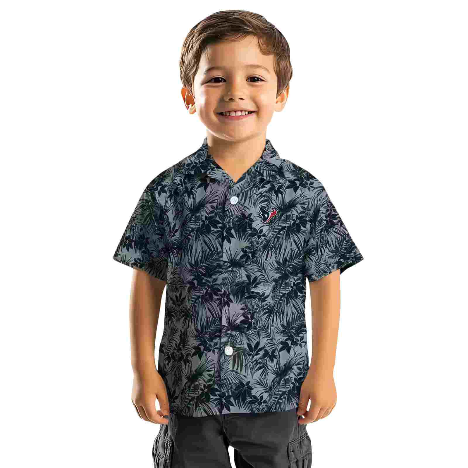 houston texans leafy pattern blue hawaiian shirt top rated