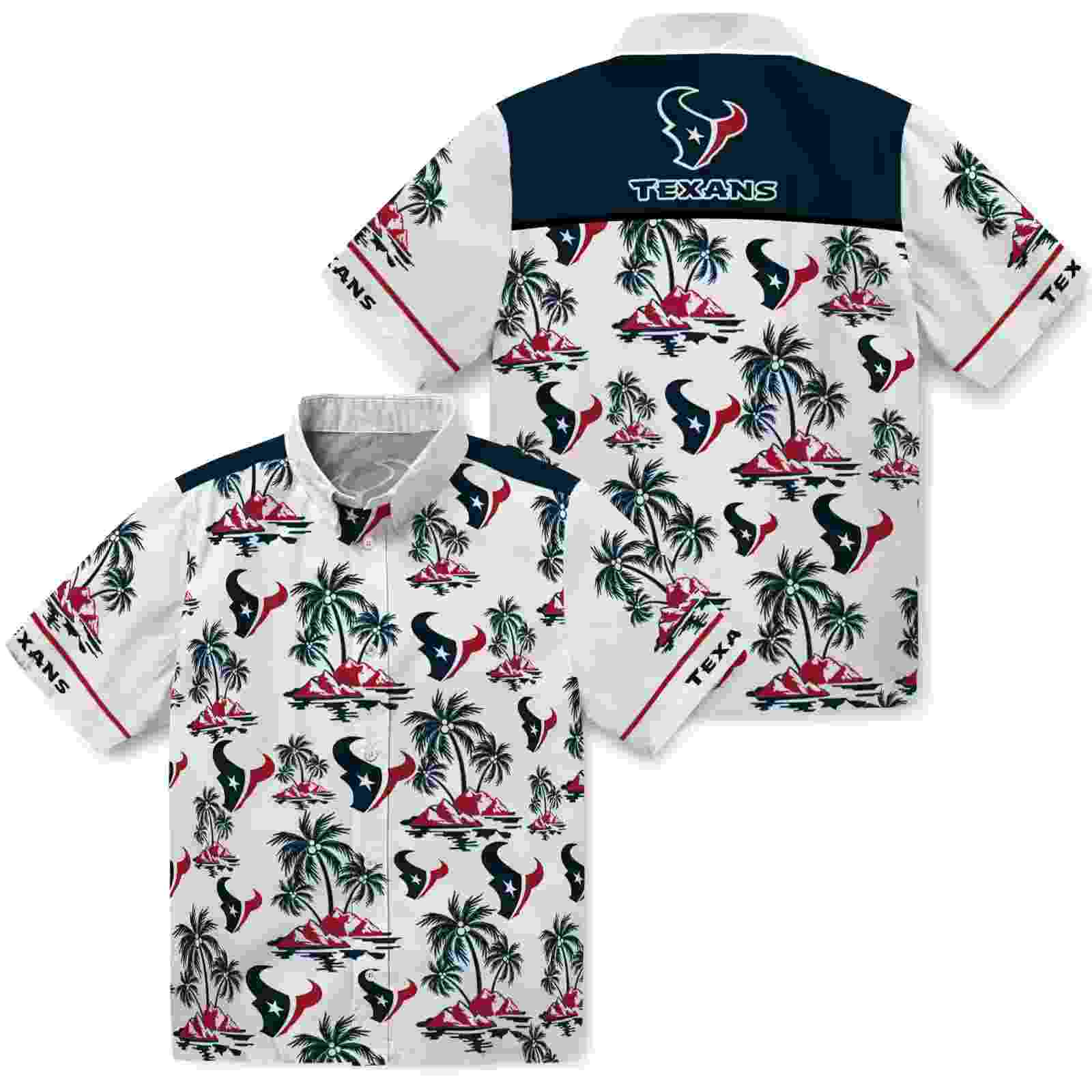 houston texans palm island print blue white hawaiian shirt high quality