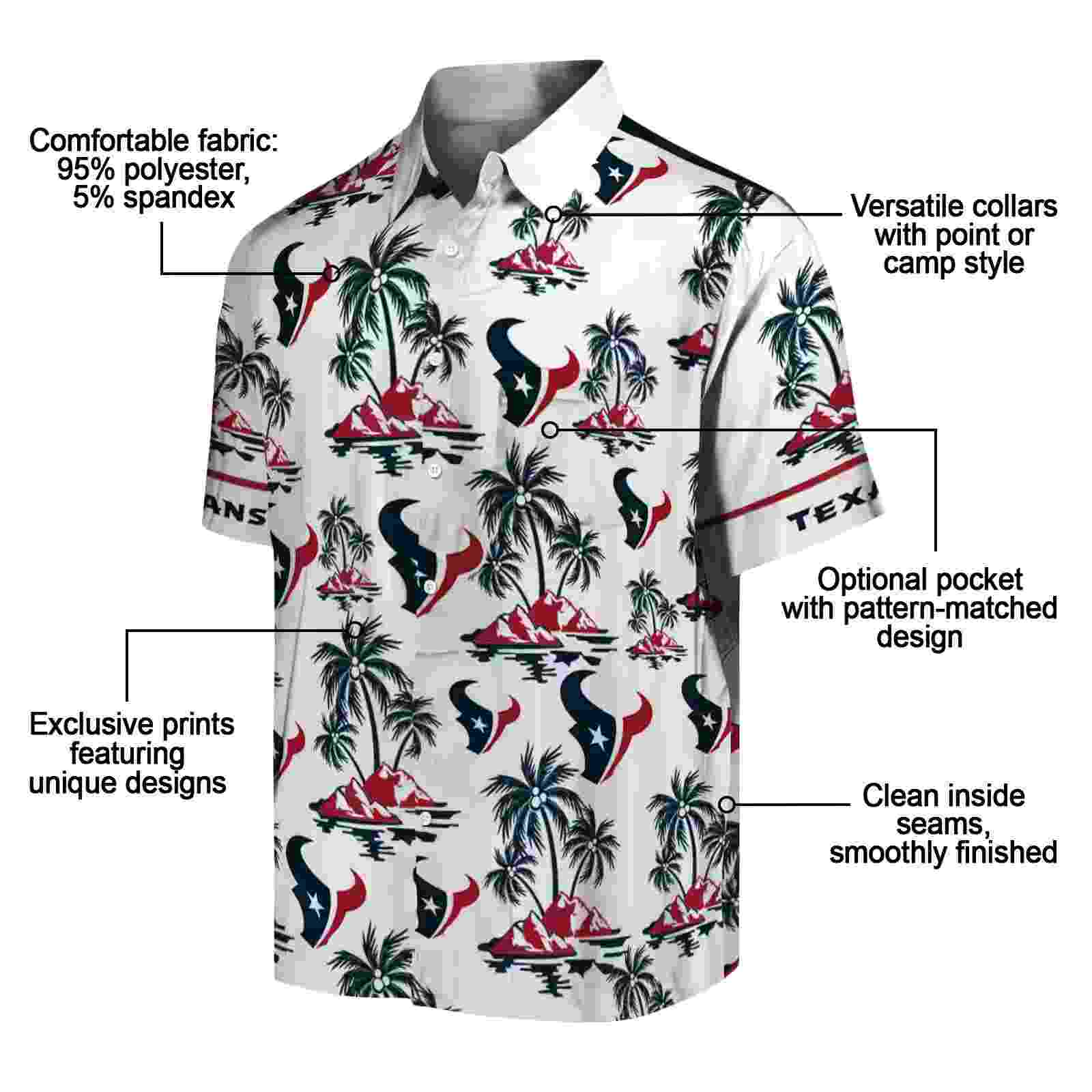 houston texans palm island print blue white hawaiian shirt new arrival