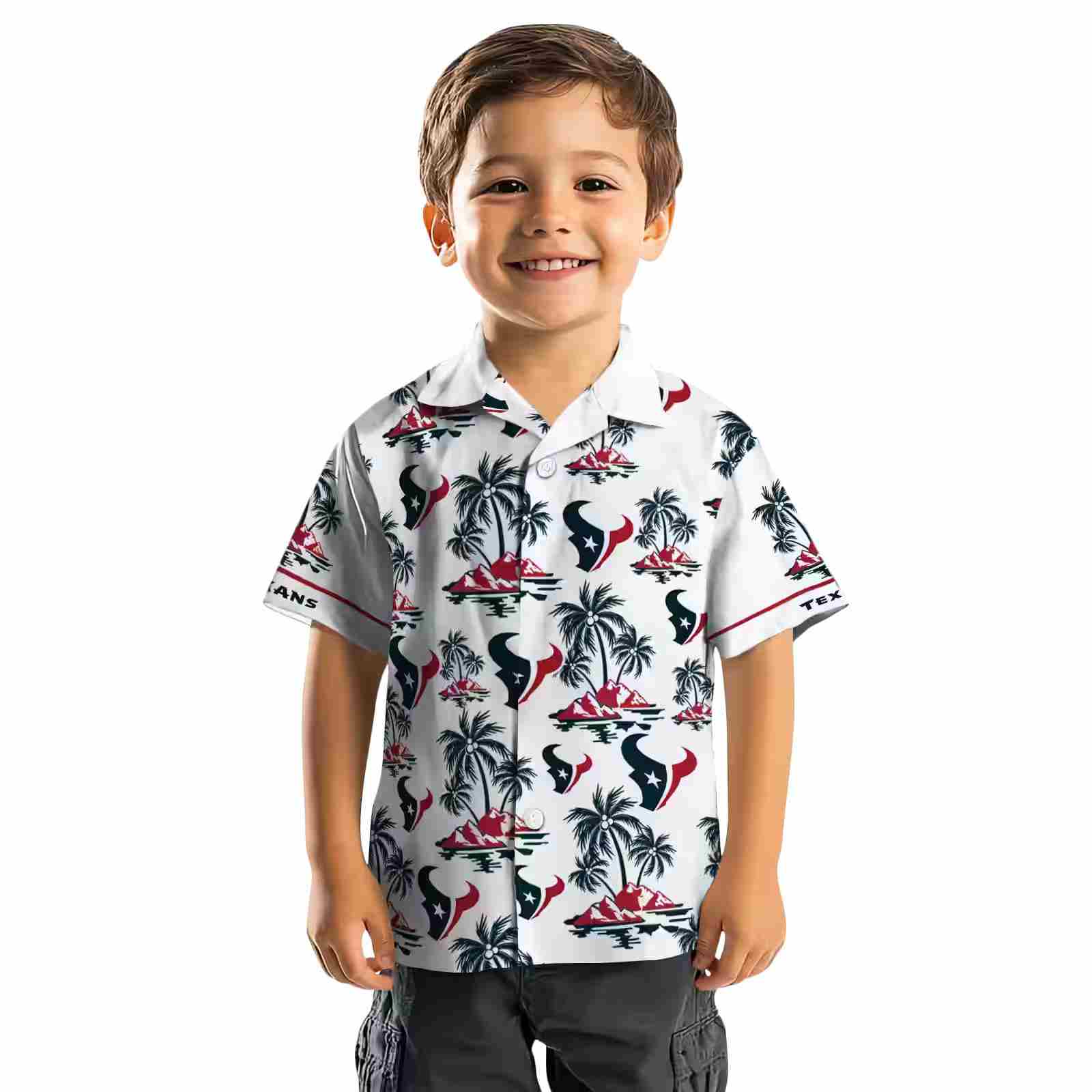 houston texans palm island print blue white hawaiian shirt top rated