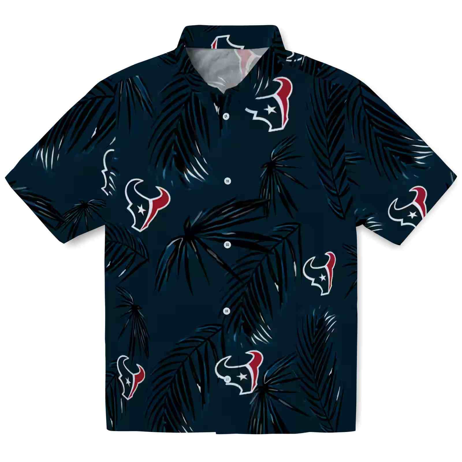 Houston Texans Palm Leaf Blue Hawaiian Shirt